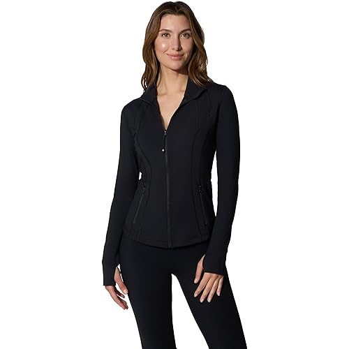 90 Degree By Reflex Full Zip Running Track Jacket Lightweight Athletic Slim Fit Jacket with Thumbholes