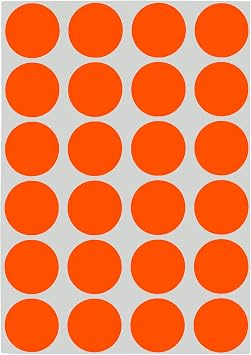 ChromaLabel Fluorescent Red-Orange Removable Dots, 3/4 Inch, 1008/Pack