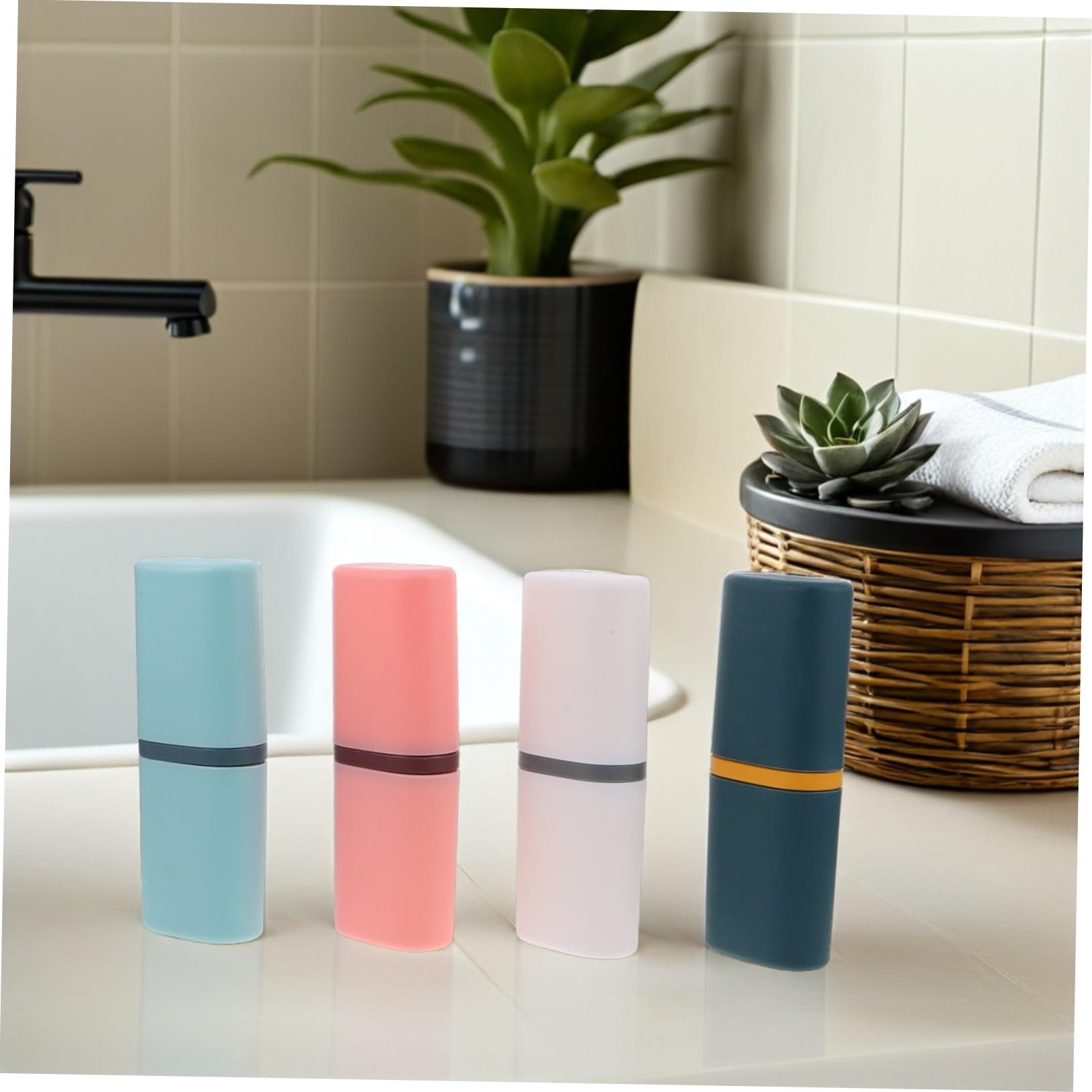 Yardenfun Set da 8 Pezzi per Spazzolino da Denti, Contenitore Portaspazzolini e Dentifricio, Organizer per Accessori da Bagno, Pratico per Casa, Viaggi e Campeggio