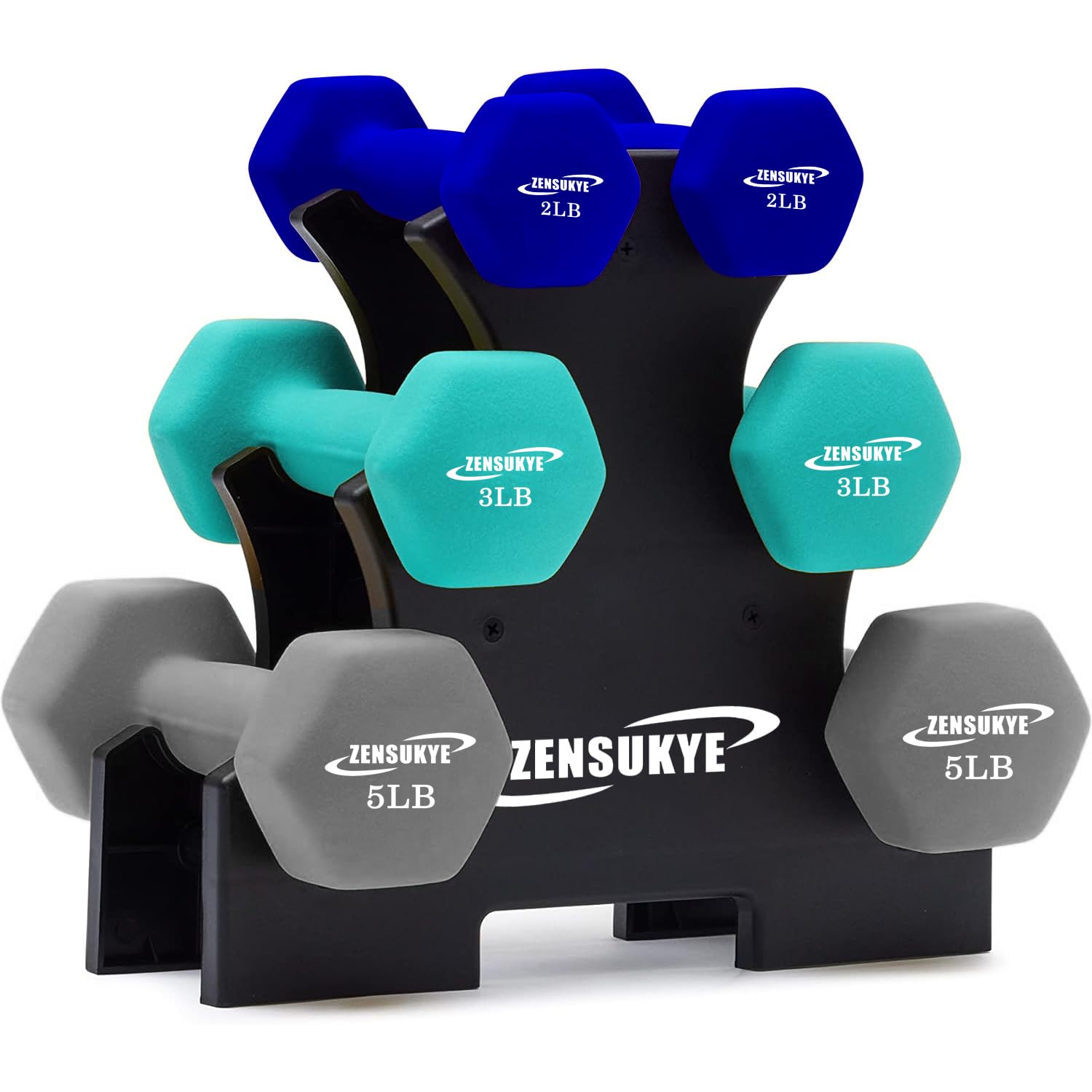 ZENSUKYE Set 6 Mancuernas Fitness de Neopreno Hexagonales