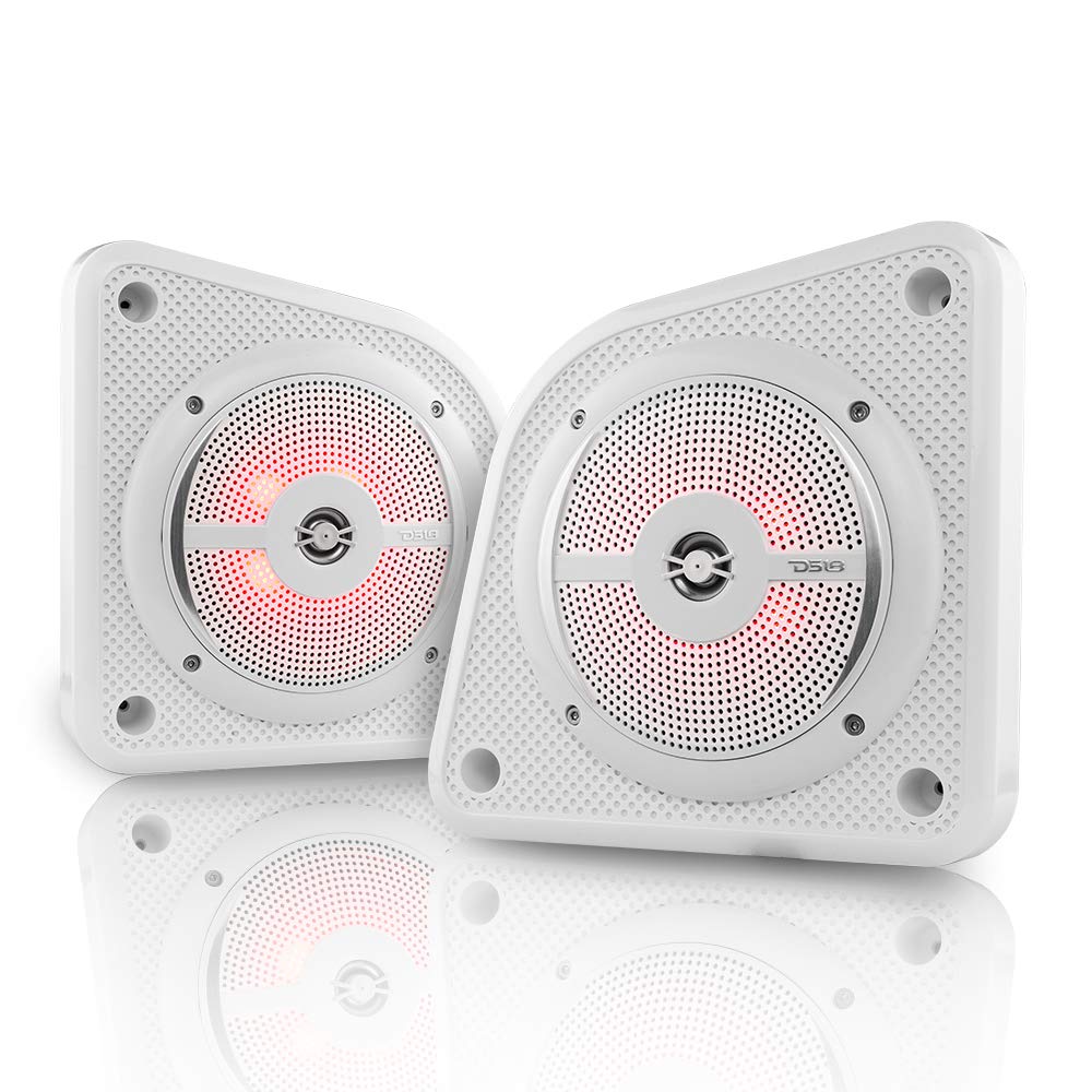 DS18 EN6SLIM/WH 6.5” 2-Way Universal Slim Loaded Speaker Enclosure, Integrated RGB LED Lighting - for All Elements, UTV, ATV & Jeeps, Shallow