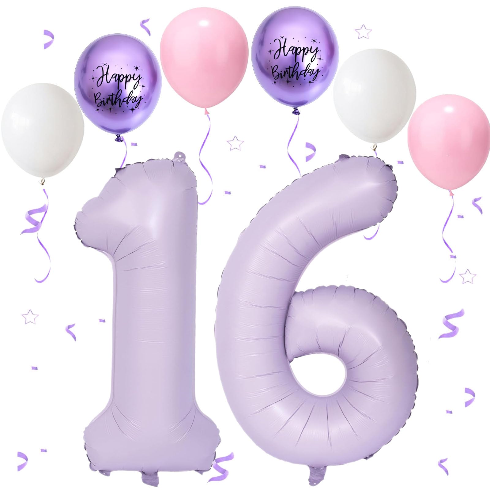 Foil Balloons Numbers 16 Purple, VUCDXOP 101 cm Balloon Number 16, Balloons Birthday 16 Years, Large Inflatable Foil Balloons Numbers 16/61 Party for Anniversary Birthday Decorations