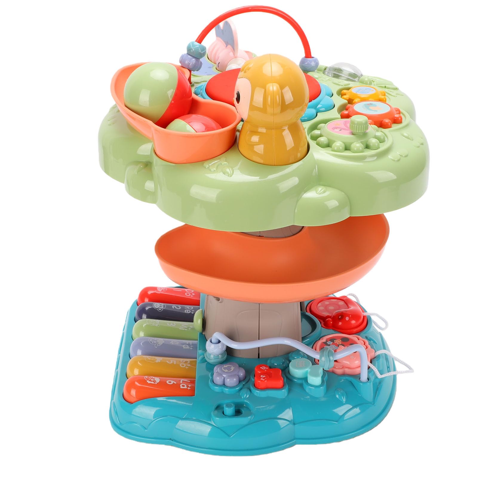 Bewinner Musikalisches Baumhaus für Kleinkinder, Pädagogisches Lernspielzeug mit Lichtgeräuschen, Handtrommel, Perlen, Zahnräder, Aktivitätsspielzeug für die Sensorische Entwicklung des Babys für und
