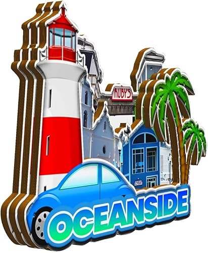 Miniatura 2 de Oceanside California USA - Imán de madera para nevera, monumentos en 3D, recuerdos coleccionables, decoración hecha a mano, 1396