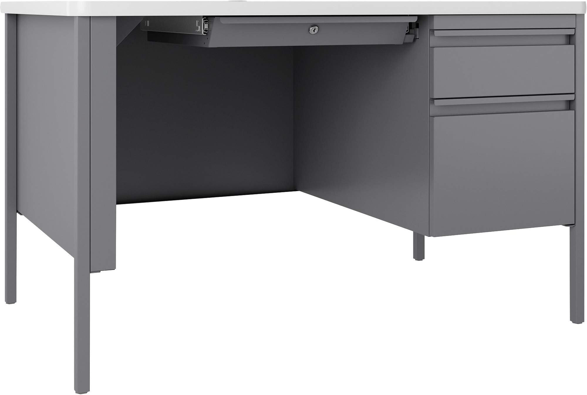 Lorell Fortress White/Platinum Steel Teachers Desk