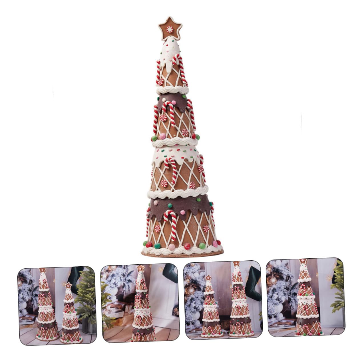 Árbol de Navidad Pequeño de Arcilla Blanda Dulces Decorativos Adorno Navideño para Mesa Decoración de Fiesta Navideña Accesorio Ligero para Hogar Oficina y Restaurante