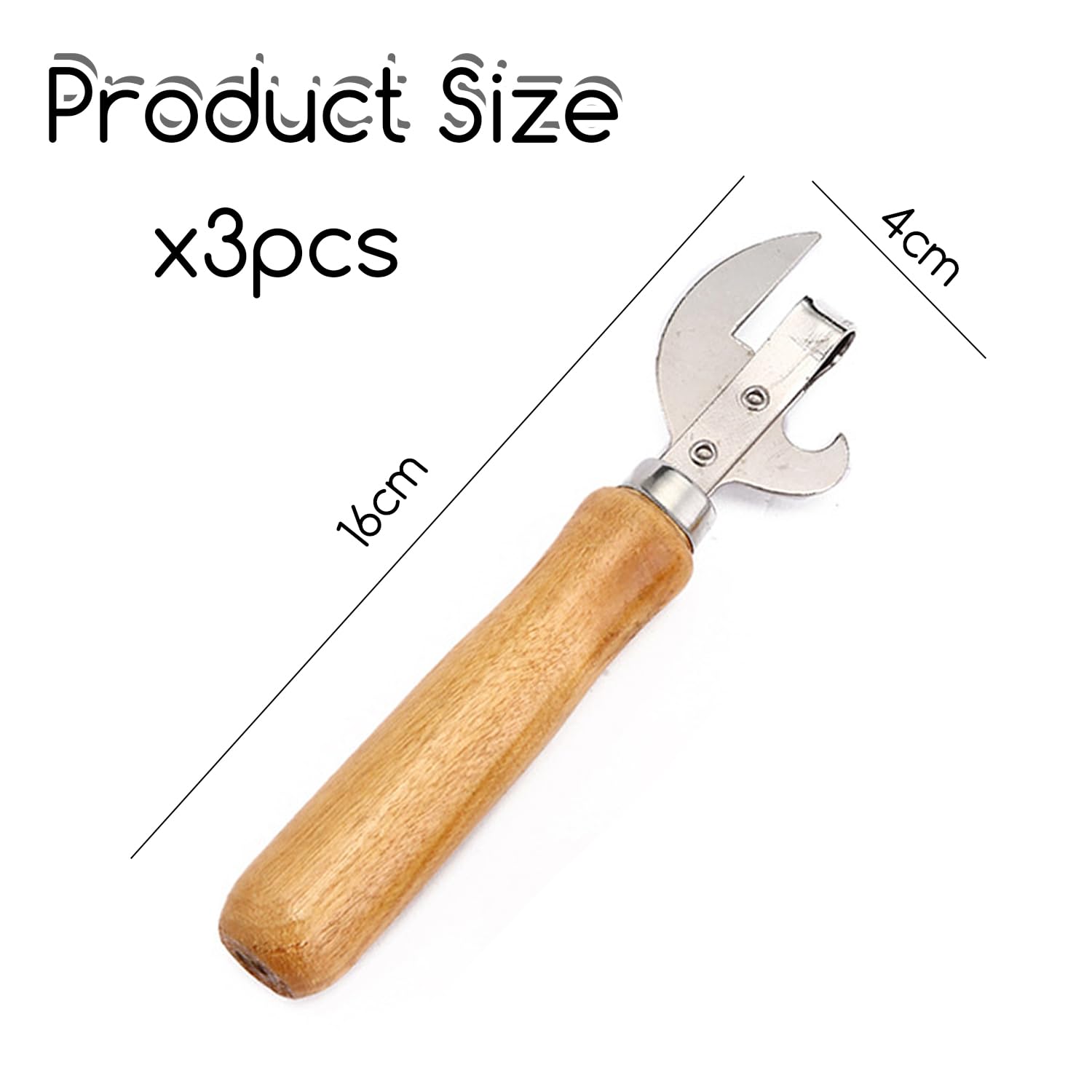 Lot De 3 Ouvre-Boîtes Multifonctions Avec Manche En Bois – Idéal Pour Bière, Vin Rouge, Canettes Et Bocaux