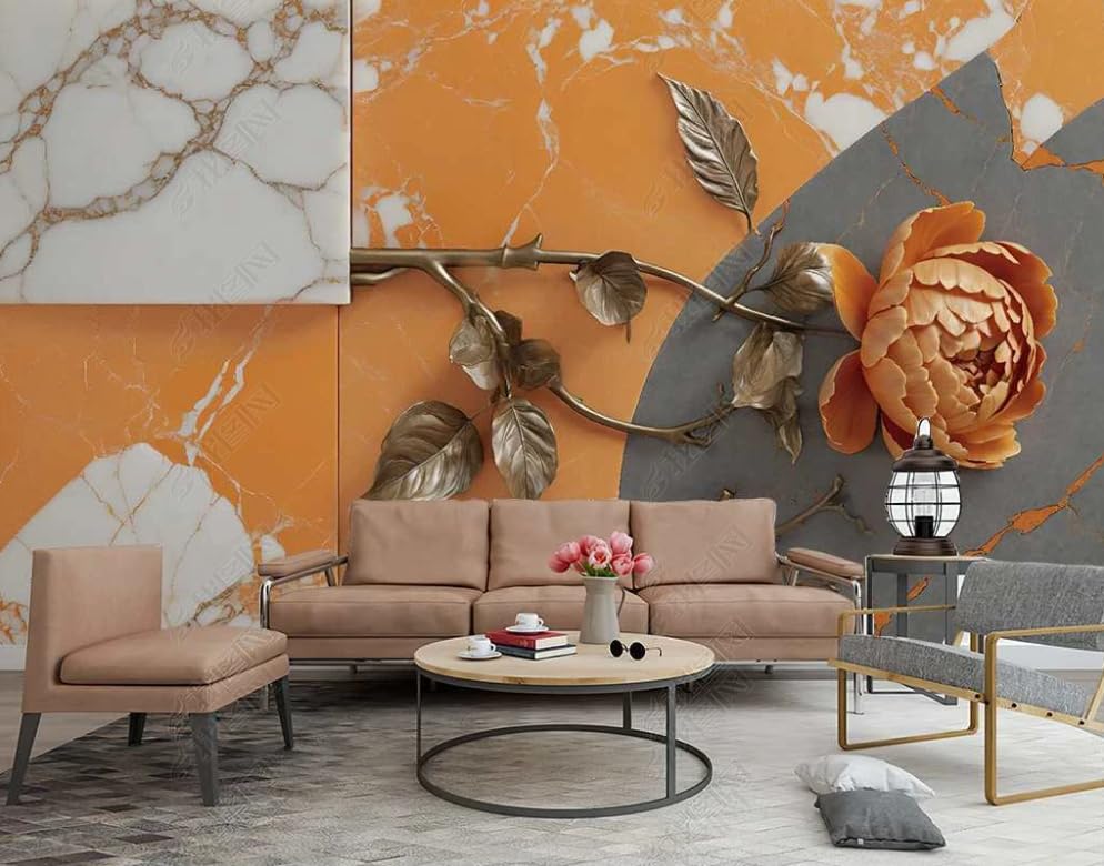 Papier peint panoramique salon tapisserie photo orange rose 150cm