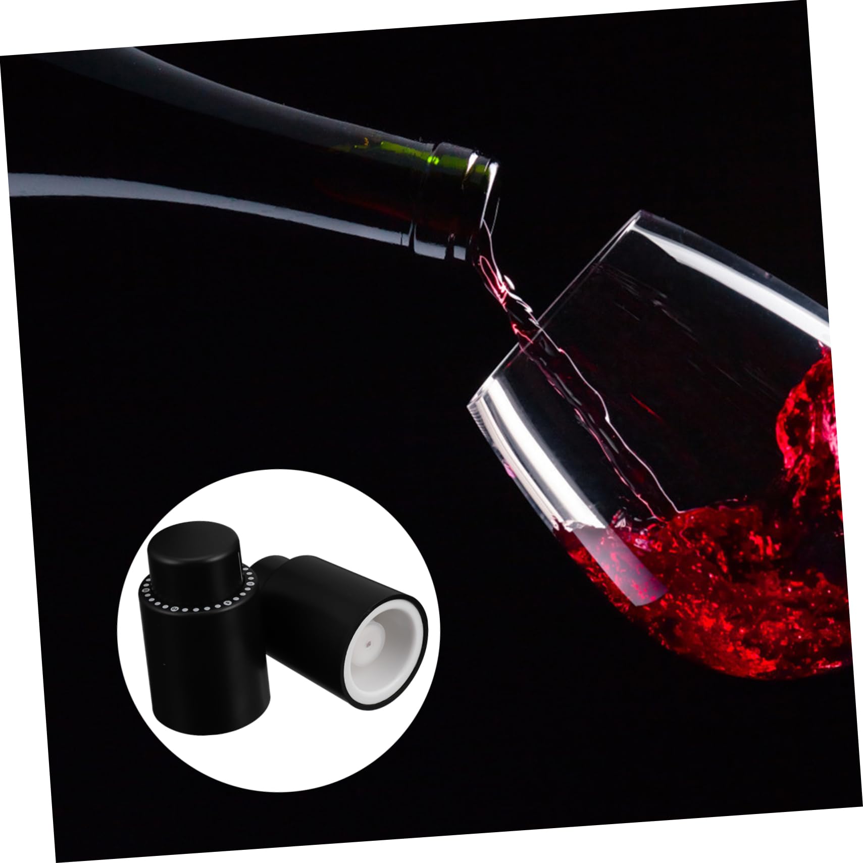 OUNONA 3 Series Corcho Cazador De Focas Tapón Tapa Vino Y Vacío Accesorios Tapones Black El Plastico 2 Piezas X 3