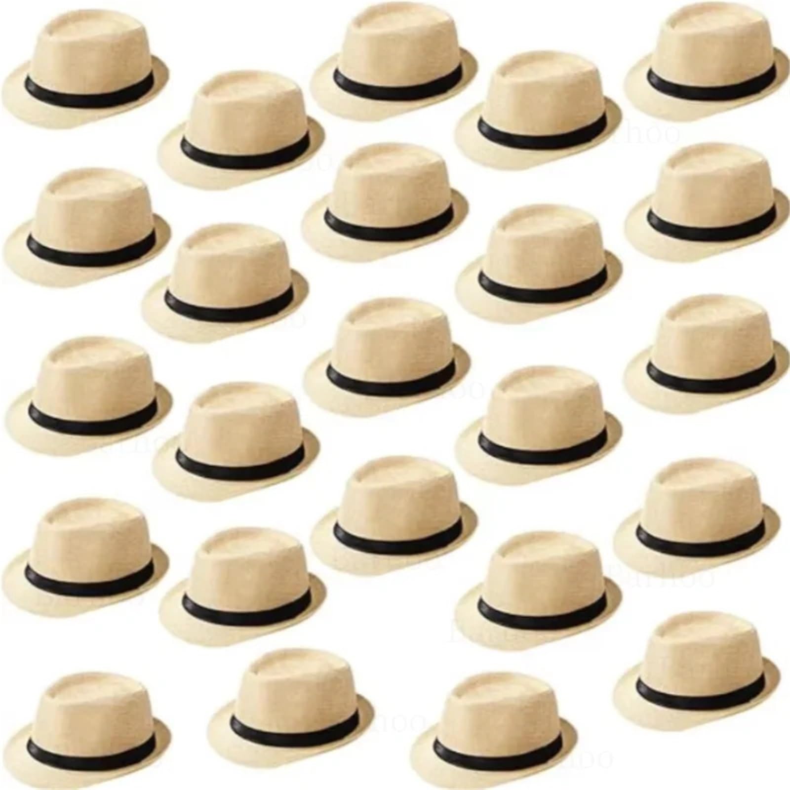 Cappello di Paglia Cappelli di paglia da uomo, confezione 10-24, con tesa corta, for feste, costumi e matrimoni(Khaki,24 PACK)