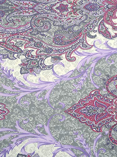 Image of Swayam Pure Cotton Double Bedsheet with 2 Pillow Covers | 160 TC Soft Breathable Bed Sheet | Ethnic Motifs Printed | Size 90 x 100 inch | Comfortable & Durable for Bedroom - Purple