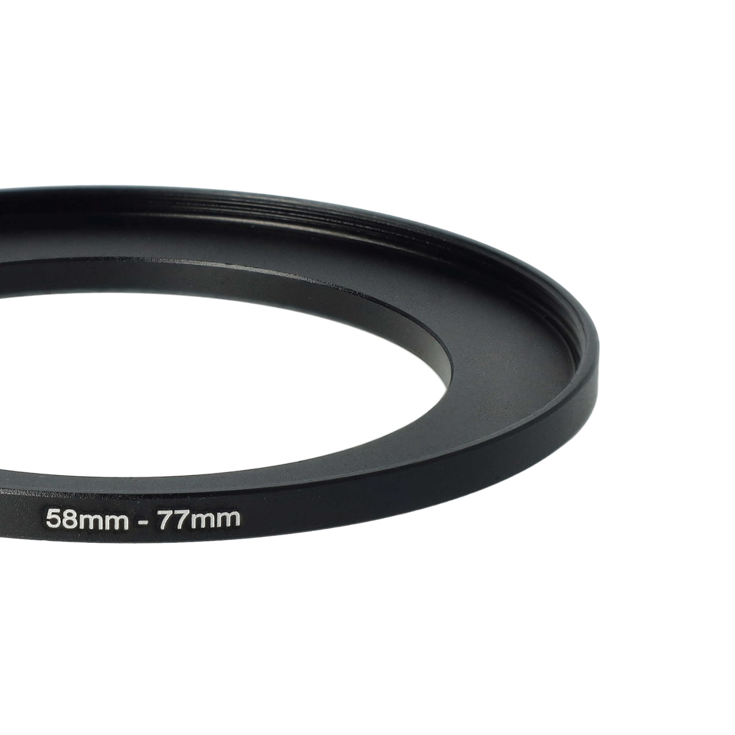 vhbw Bague d'adaptation de Filtre Step-Up de 58 mm vers 77 mm pour Objectif d'appareil Photo - Adaptateur, métal, Noir