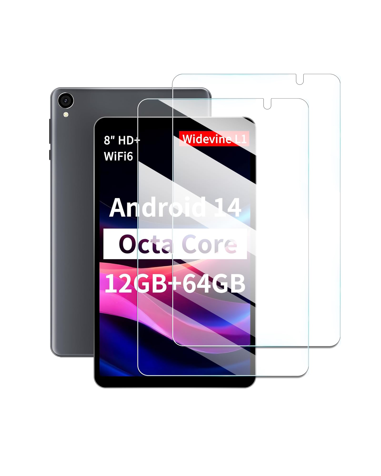 Protector de pantalla para tabletas Topsand M8 Android 14 de 8 pulgadas, procesador Octa-Core 2024, dureza 9H antiarañazos, sensible al tacto, bordes redondeados 2.5D, sin burbujas, fácil de instalar,