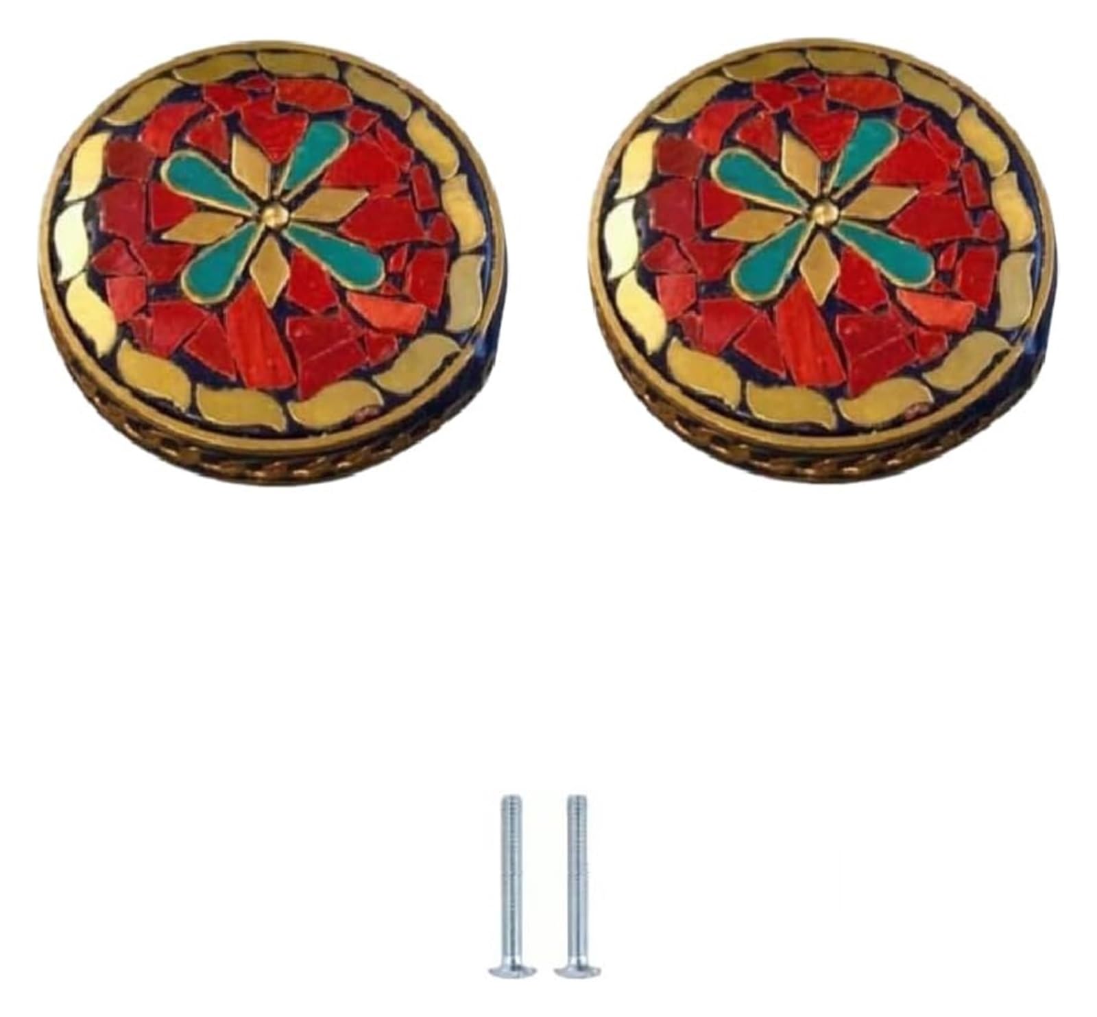 LQZAXSRDR Ceramic Cupboard Drawer Handle Knobs, Ceramic Door and Drawer Knobs, Multicolor, Pack of 2(Red and Green 44 * 29mm)