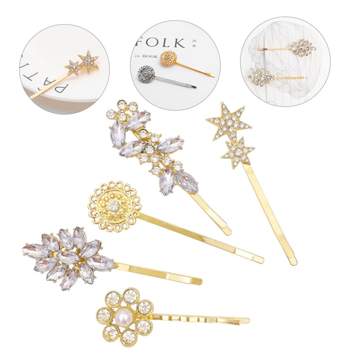 FRCOLOR 20pezzi Fermagli Per Con Strass Accessori Eleganti Per Ragazze e Donne Perfetti Per Matrimoni e Cerimonie
