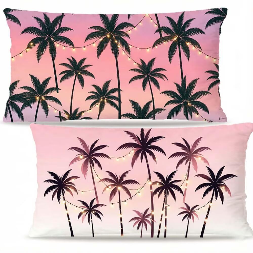 Zestaw 2 różowe aksamitne poszewki na poduszki sofa 40x70cm F-2401