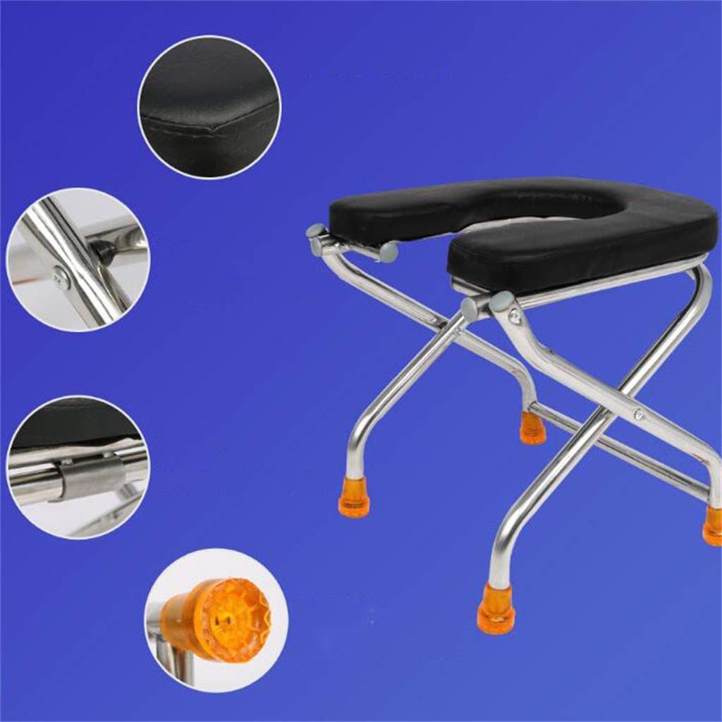Toilleten Sitz, Ergonomie Bad Dusche Falten Stuhl Haushalt Tragbar Mobiles WC Toilettenhocker Zum Alter Mann Schwangere Frau (Farbe : Leather Surface, Größe : Height 39cm)