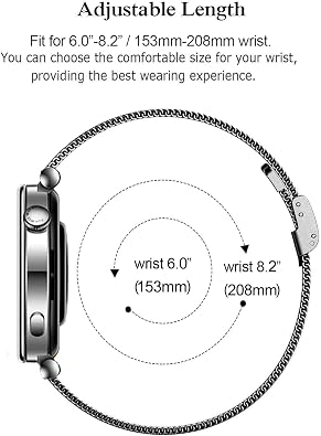 DEALELE Bands Compatible with Samsung Galaxy Watch 7 6 5 4 40mm 44mm / Huawei Watch GT6 GT5 GT4 41mm / Garmin Venu 3S, 18mm 20mm Stainless steel Metal Milanese Magnetic Mesh Strap for Women Men
