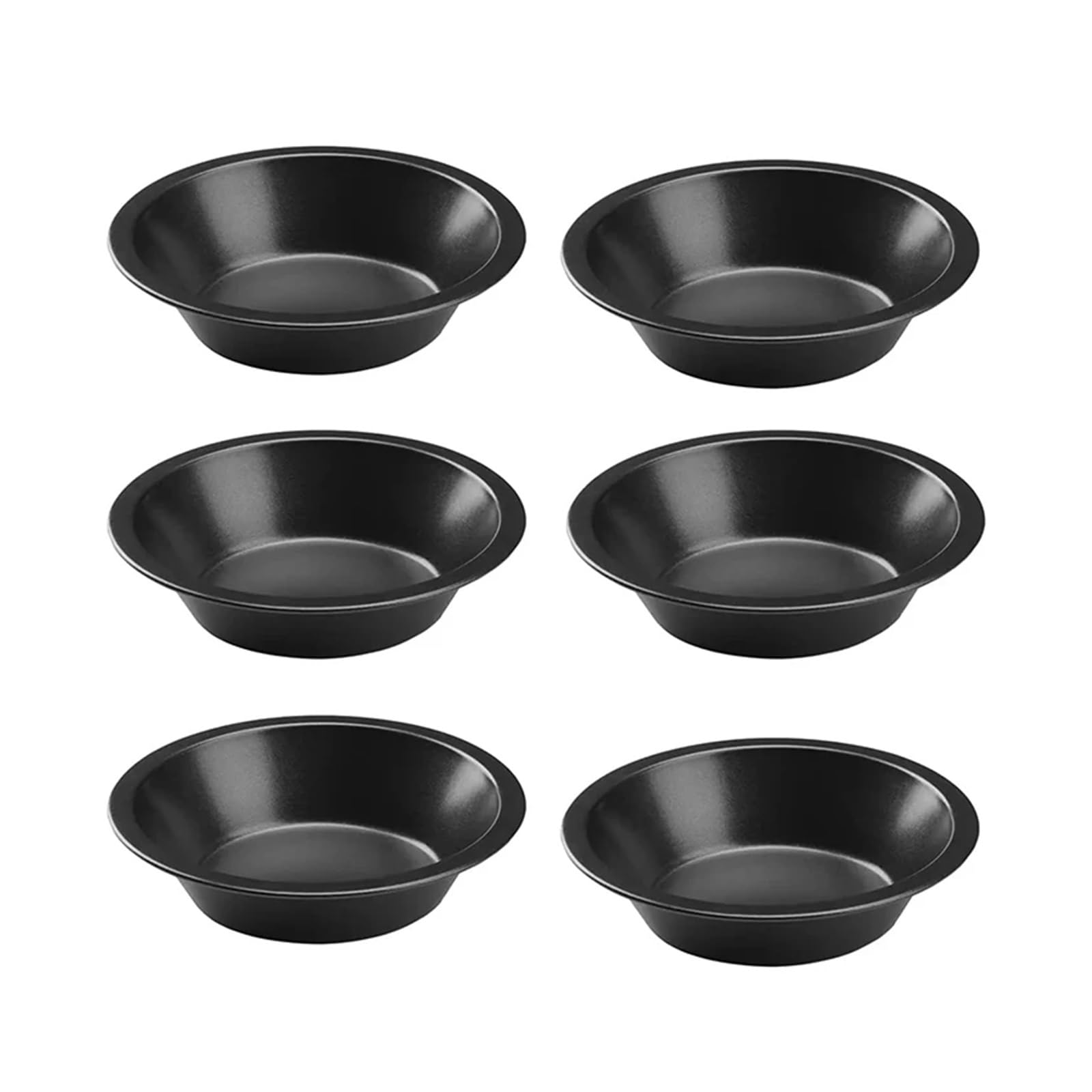 Moule à tartelettes en acier au carbone 4/6 mini moules à tartelettes ronds en acier au carbone, aux œufs et gâteaux(Black 6pcs)