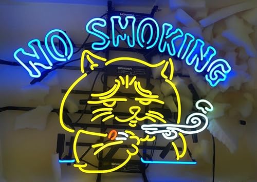Queen Sense 24"x20" No Smoking Cat Neon Sign Light Man Cave Bar Pub Beer Gift Neon Lamp A124NSC