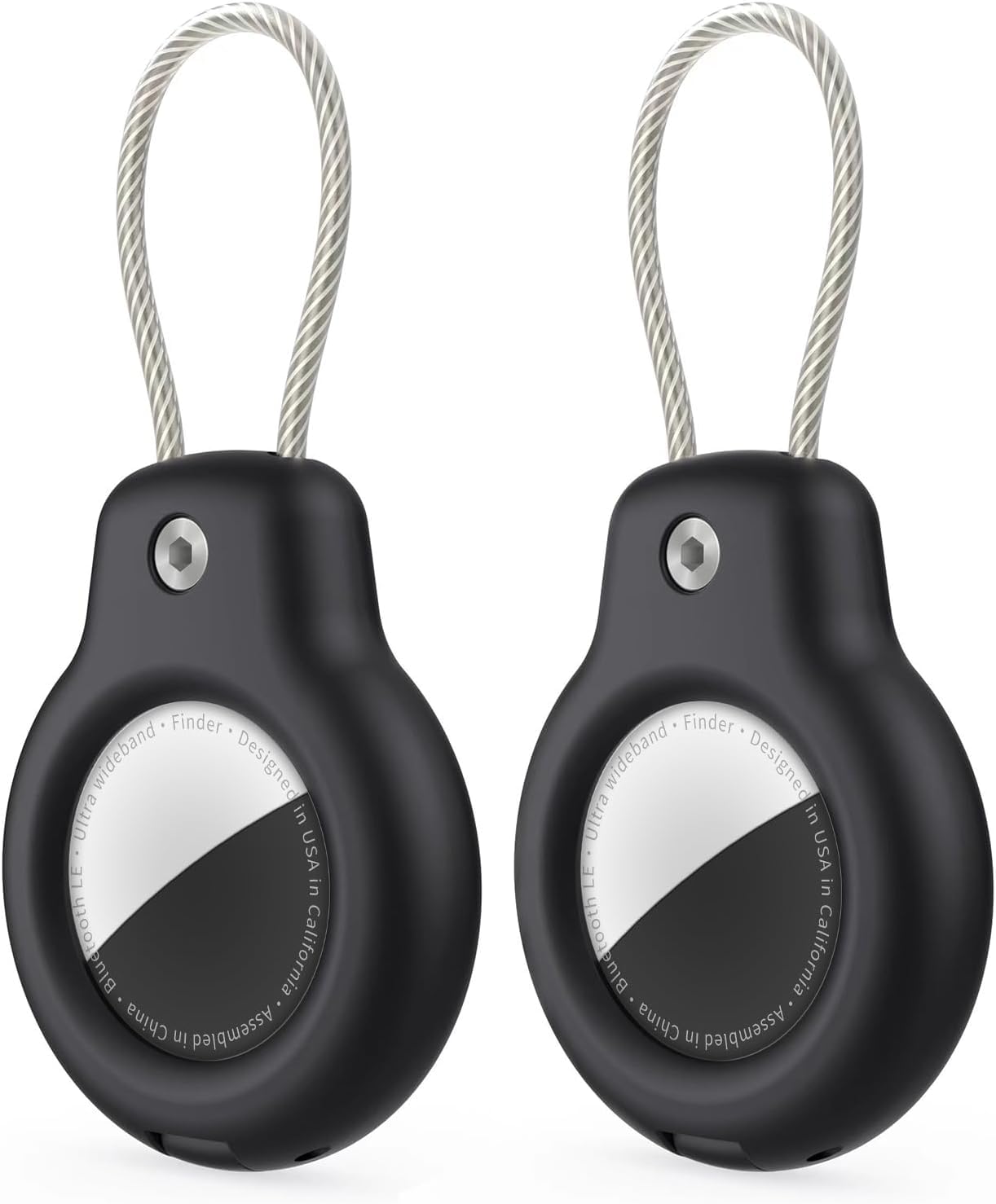 SPGUARD for AirTag Holder Case with Keychain 1st/2nd Air Tags-2 Pack for Apple Air Tag Holder with Wire Cable Lock Key Ring Chain Air Tagholder Accessories for GPS Item Tracker Kids,Keys,Luggage