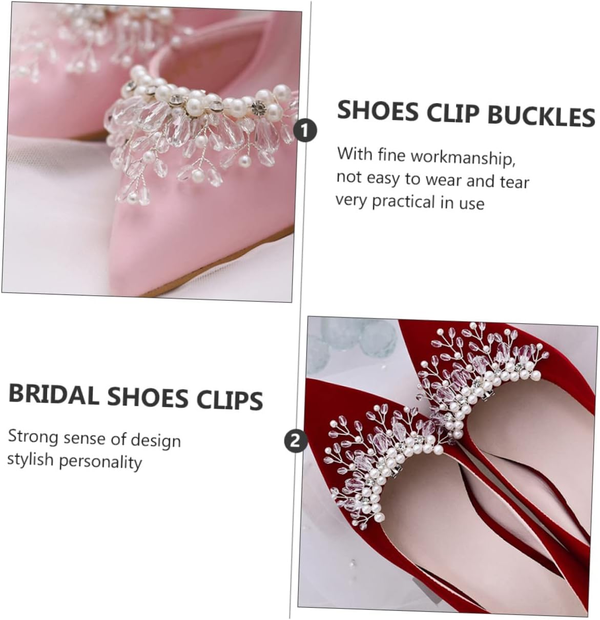 LIOOBO Crystal Pearl Shoe Clip Bridal Shoes Buckles Rhinestone Decorative Shoes Buckles Wedding Shoes