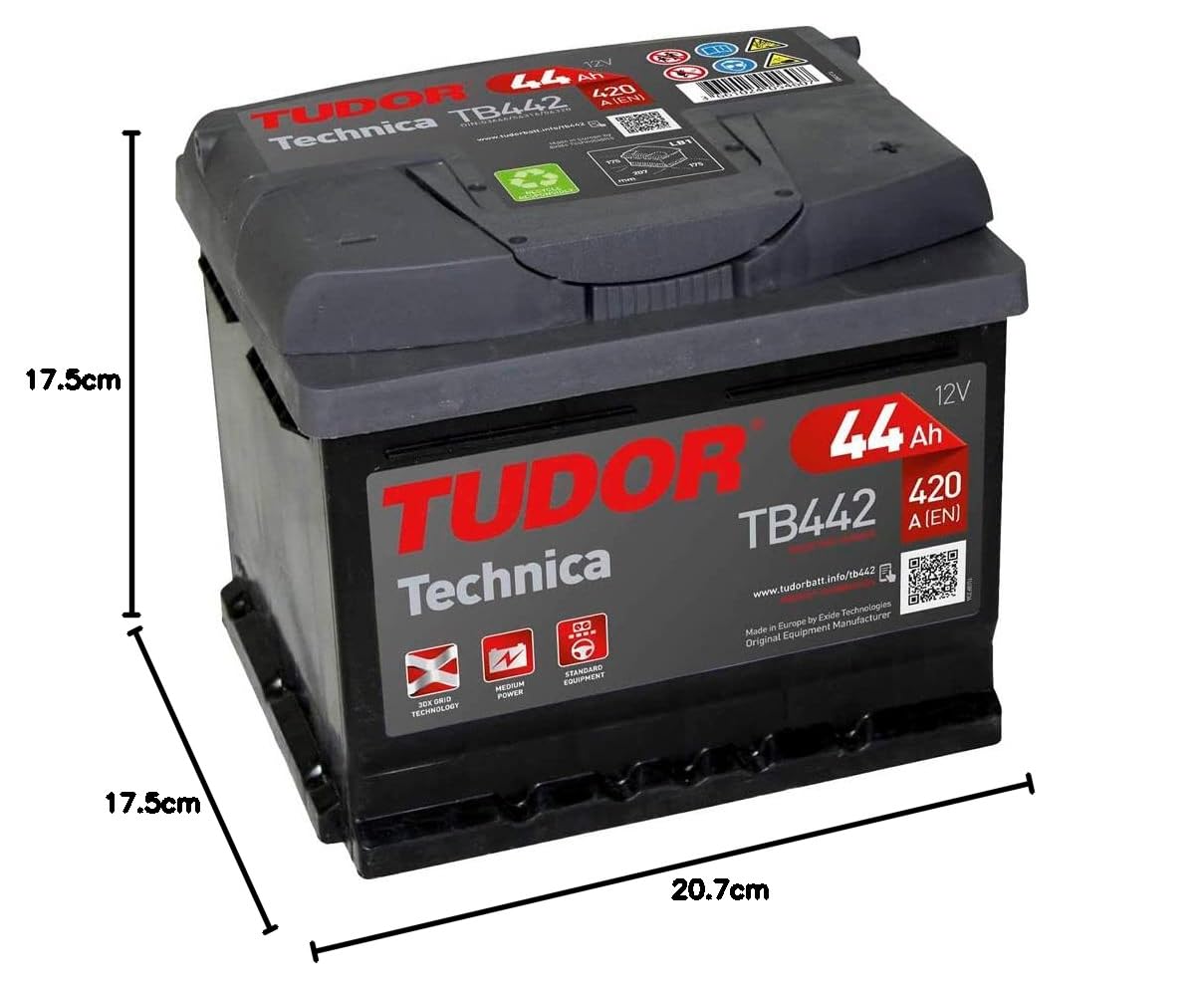 Tudor TB442 Batería de coche Tudor 44Ah 420A, Gama Technica, para Automóvil de turismo