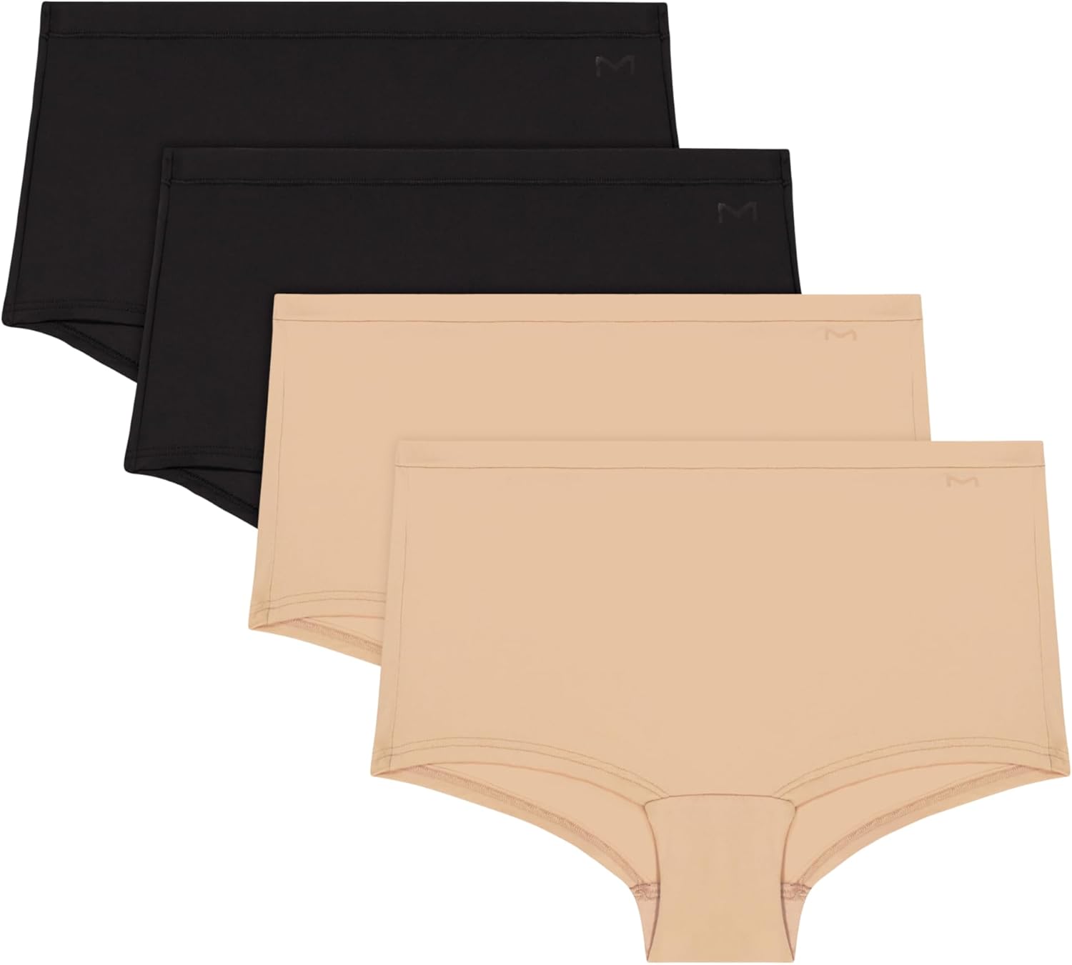 Maidenform Women's Underwear Boyshort, 4-pack, Mid-rise Full Coverage Microfiber Stretch, Buttery Soft Underwear Pack
