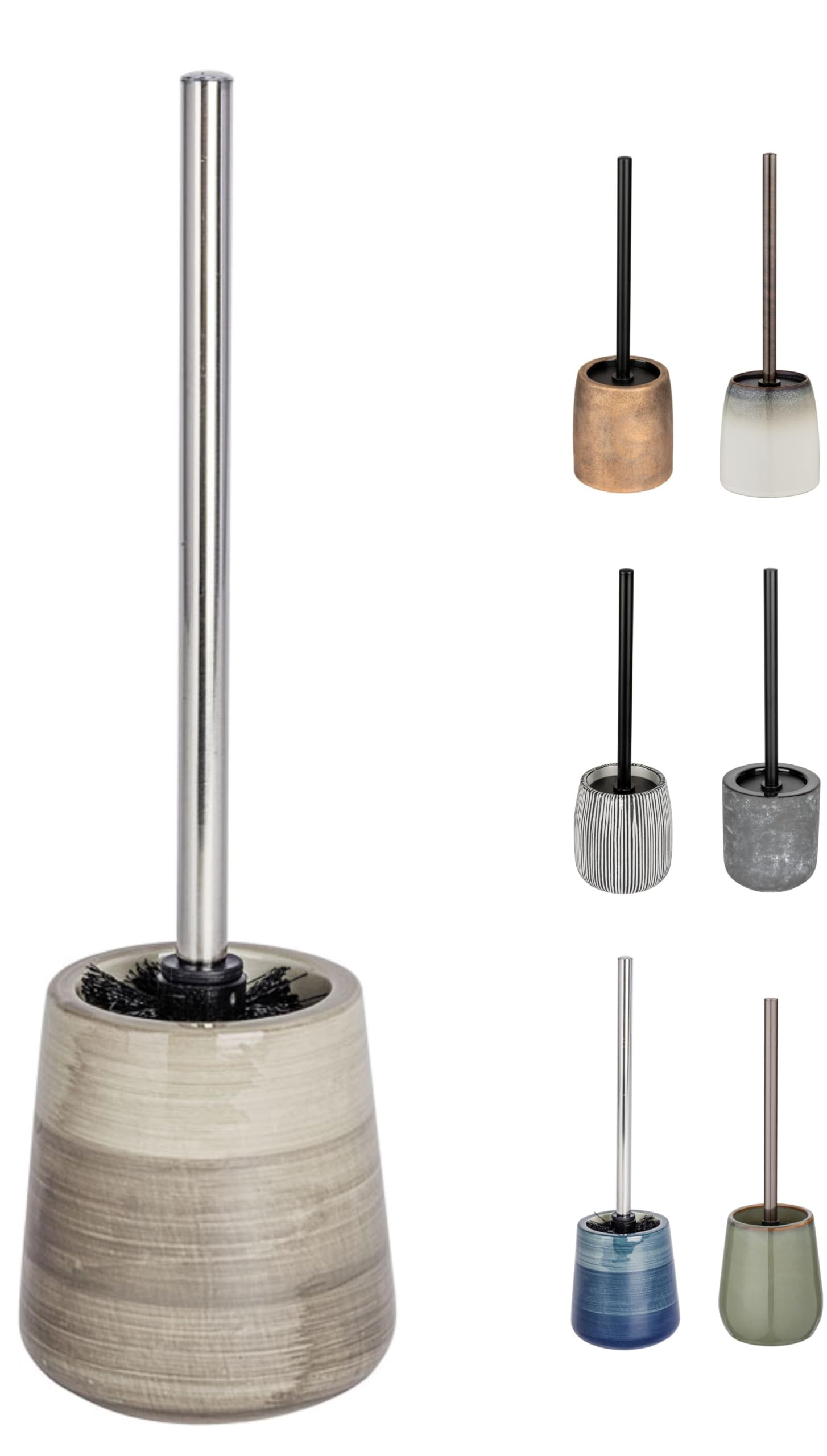 KW Pottery Ceramic Toilet Brush and Holder (Pottery Biege)