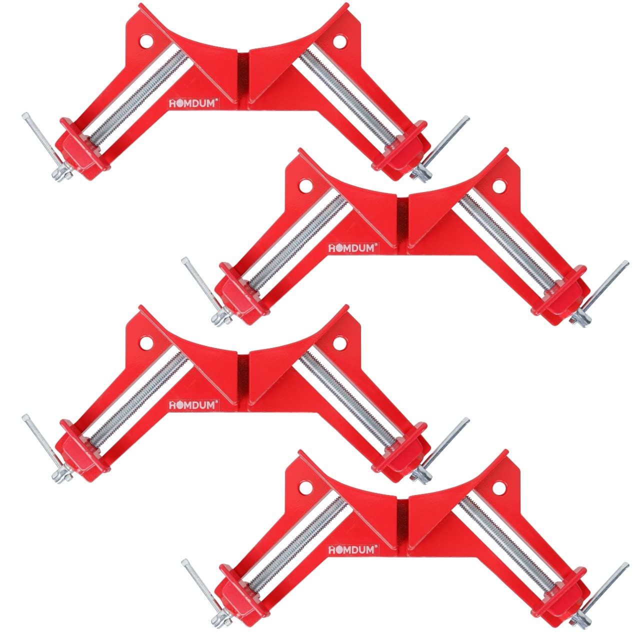 Homdum90 Degree Corner Clamp DIY Woodworking Framing Holder Tool for Right Angle Picture Frame Clamping with one finger rotating screw jaw Pack of 4 Pieces
