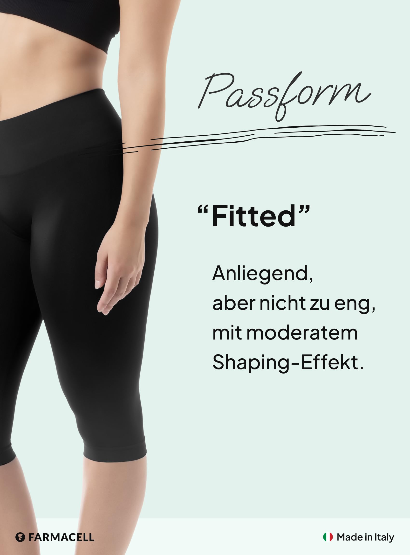 FarmaCell Anti-Cellulite Leggings Damen 3/4, Shapewear mit FIR-Effekt, Made in Italy, 604Y