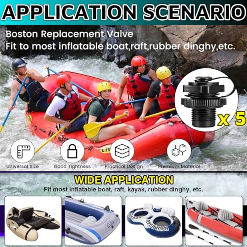 Inflatable Kayaks Boat Plug 5PCS,20MM Threaded Diameter Inflatable Boats Kayak Replacement Parts for Intex Boat Intex Inflatable Boat Accessories for Intex River Run Kayak Plugs for Sit on Top (Black) - Thumbnail 4