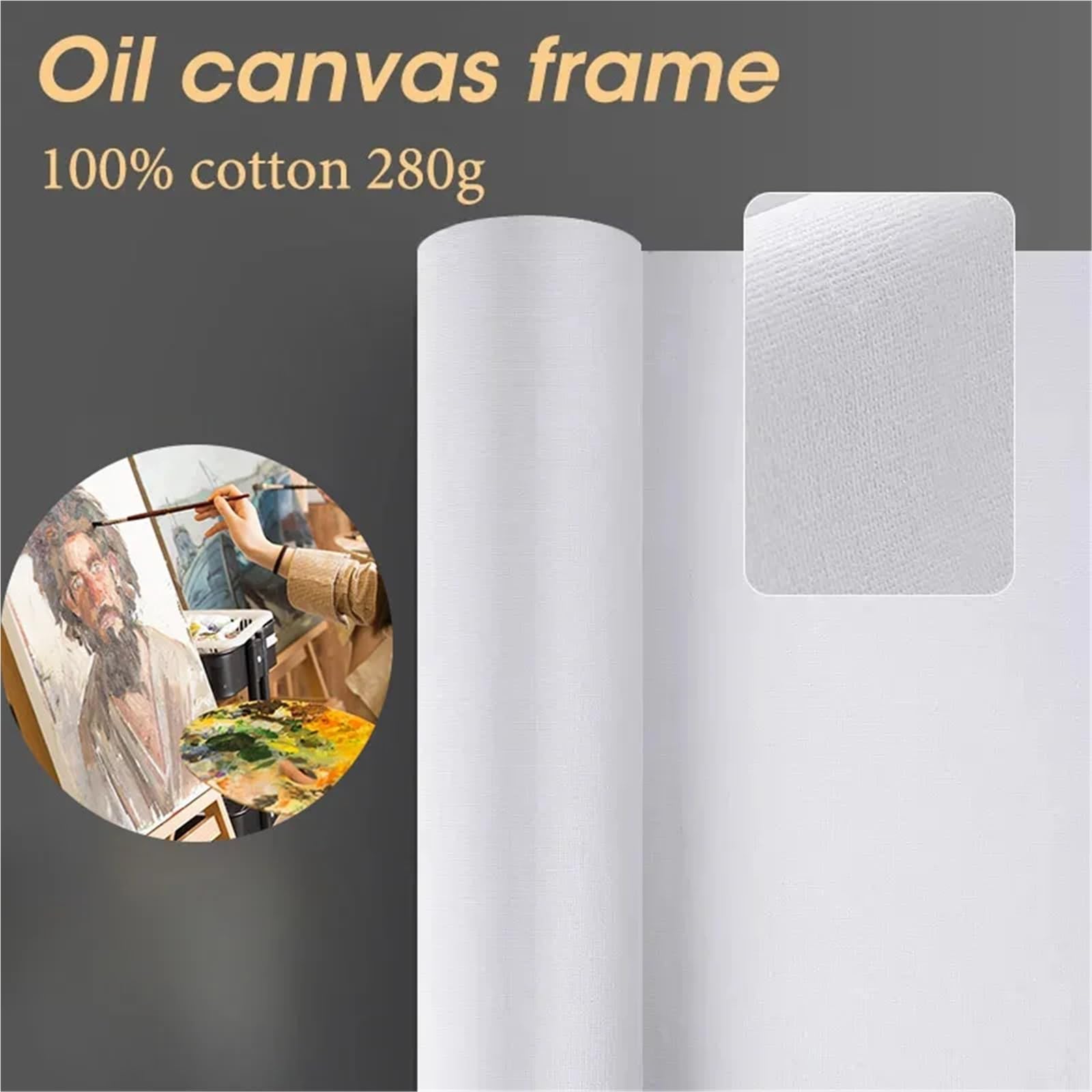 leinwand leinen 5 m Lange, weiße Baumwoll-Leinwandrolle, ideal for Anfänger, Übungsmalerei mit Öl- und Acrylfarben, umfangreiches Künstlerbedarf-Sortiment(0.37x5m)