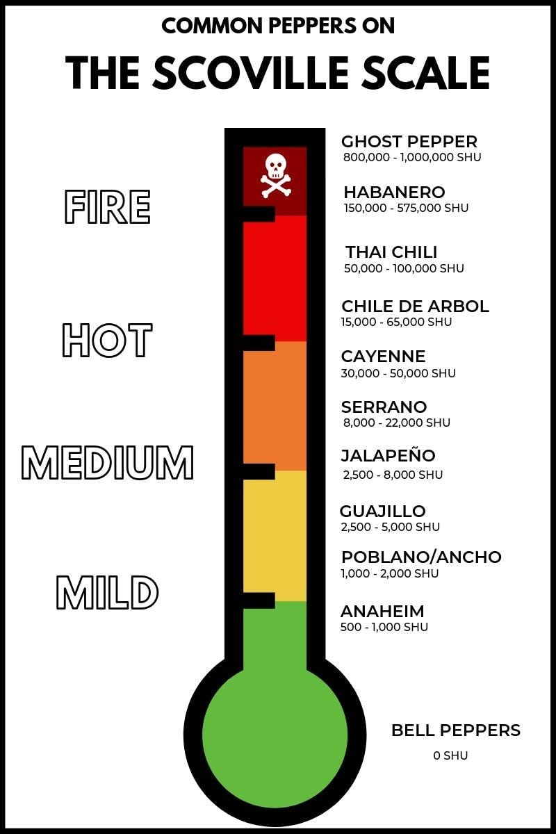 peiyeety Metal Vintage Tin Sign Decor The Scoville Scale - A Guide to Hot Peppers, Hot World of Chili Print Poster Home Decor Wall Decor Wall Poster Plaque 8x12 Inch