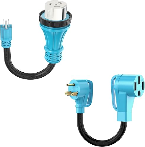 CircleCord Cable adaptador de 50 A a 15 Amp RV con conector de bloqueo y cable adaptador de 30 A a 50 Amp RV