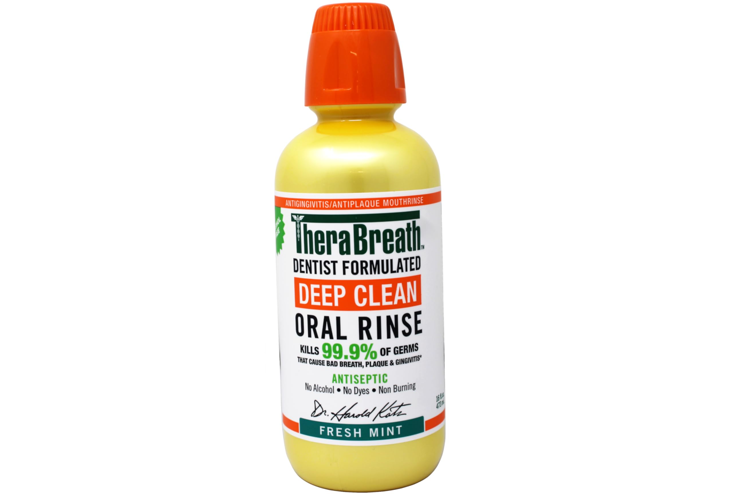 TheraBreath Deep Clean Oral Rinse Mouthwash, Kills 99.9% of Germs, Antiseptic, Fresh Mint – 16 fl oz