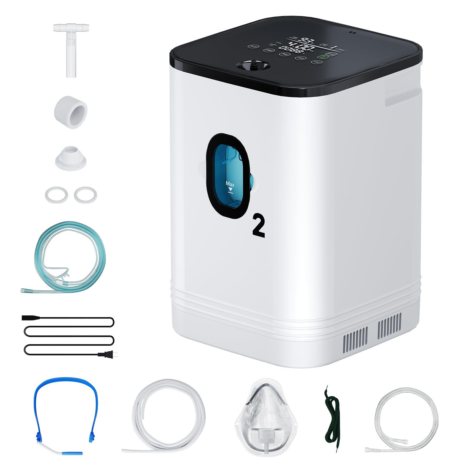 Tragbarer Sauerstoffkonzentrator für Zuhause,Xandoril Sauerstoffkonzentrator für den Heimgebrauch,93%,1-7L/min,LCD-Display,eine Fernbedienung und eine Timerfunktion,≤ 48dB geringes Rauschen