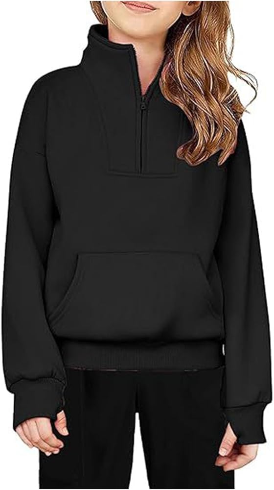 Amazon.com: Girls Half Zip Sweatshirt Long Sleeve Quarter-Zip