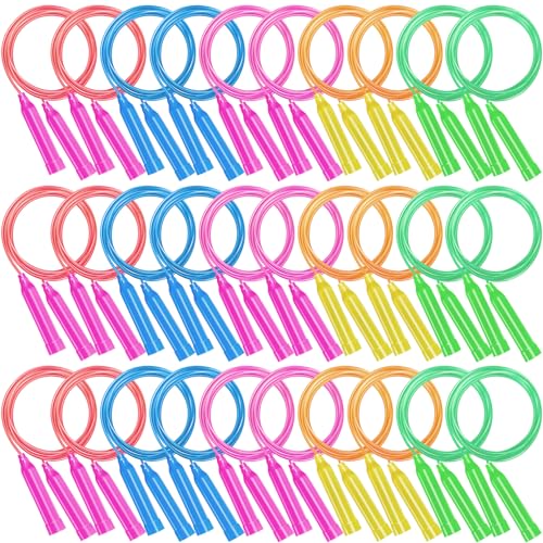 Dyrfolm 36 Pack Kids Jump Ropes, 7.3 Feet Colorful Adjustable Jump Ropes for Kids, Party Favors & Birthday Gifts, Indoor & Outdoor Activity