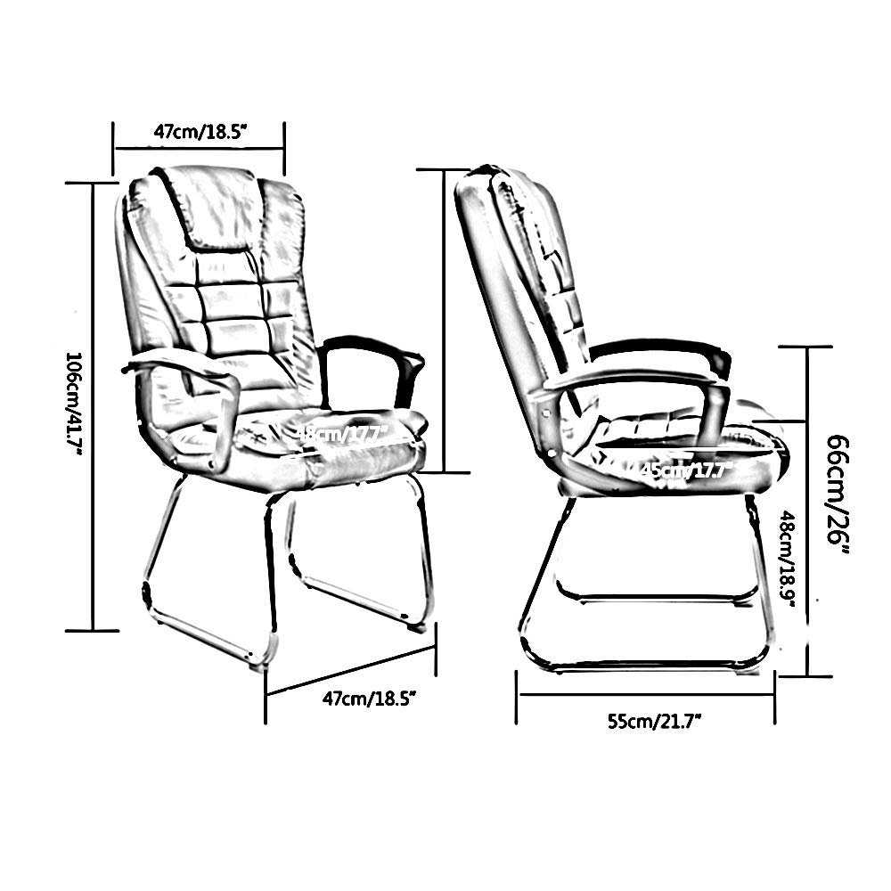 Fotel Komputerowy Fotel Biurowy Do Komputera Krzesło Z Łukową Nogą Ergonomiczne Krzesło Biurowe Podwójne Siedzisko Poduszka Projekt Wysokie Oparcie Pu Skórzane Krzesło Do,Black