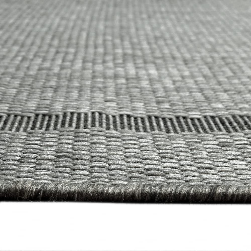 CARPETIA Tapis Sisal Classique avec Bordure discrète | Intérieur & extérieur | Anthracite Taille 80x150 cm, Taille 80 x 150 cm