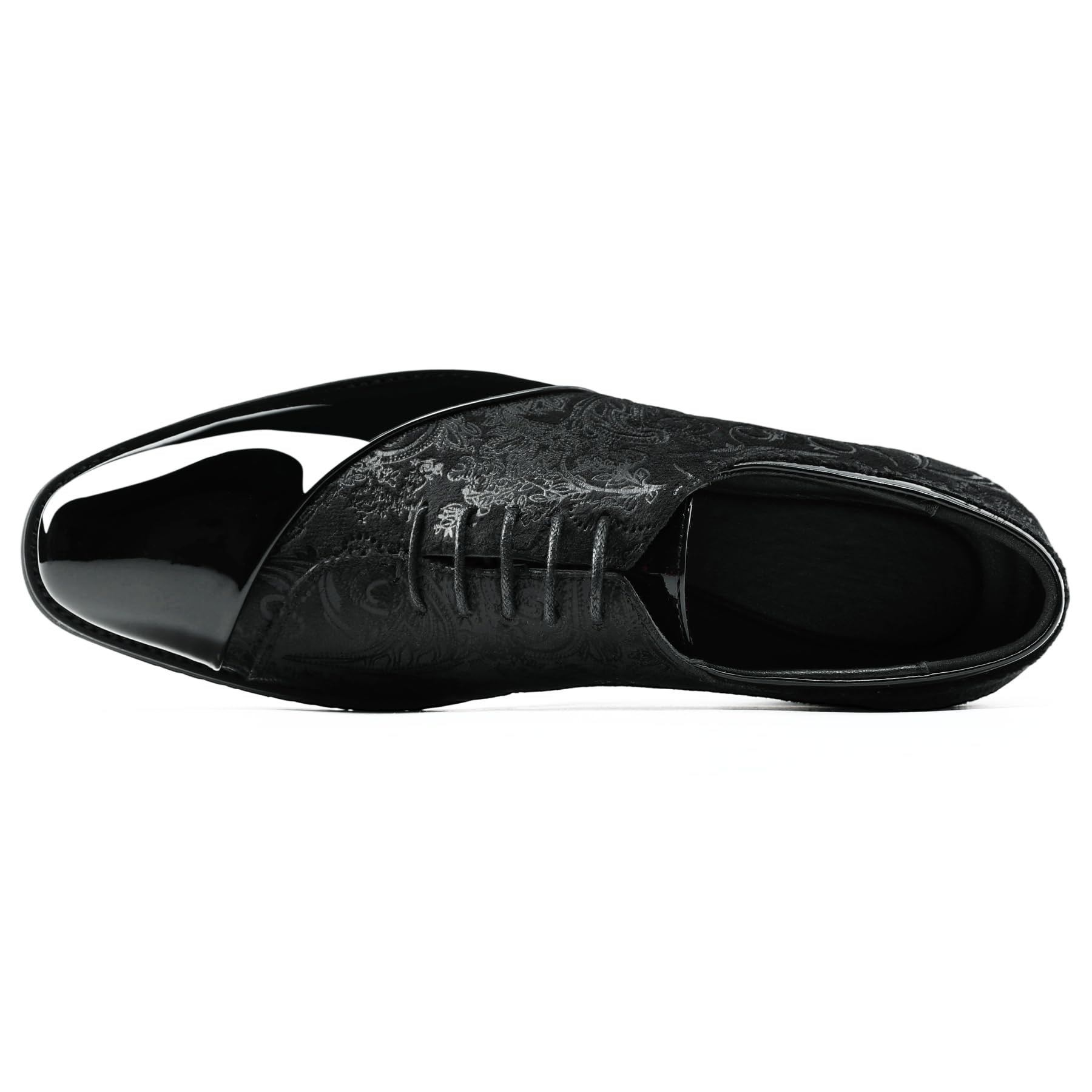 YFFUSHI Zapatos Hombre de Piel PU de Jacquard con Cordones Derbys de Vestir para Negocios Plantilla Ancha Brogues Elegantes