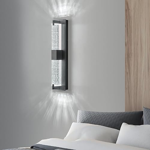 Miniatura 6 de Modernos apliques de pared de cristal negro, elegante iluminación de pared para sala de estar, dormitorio, baño, pasillo, puerta, escalera, mesita