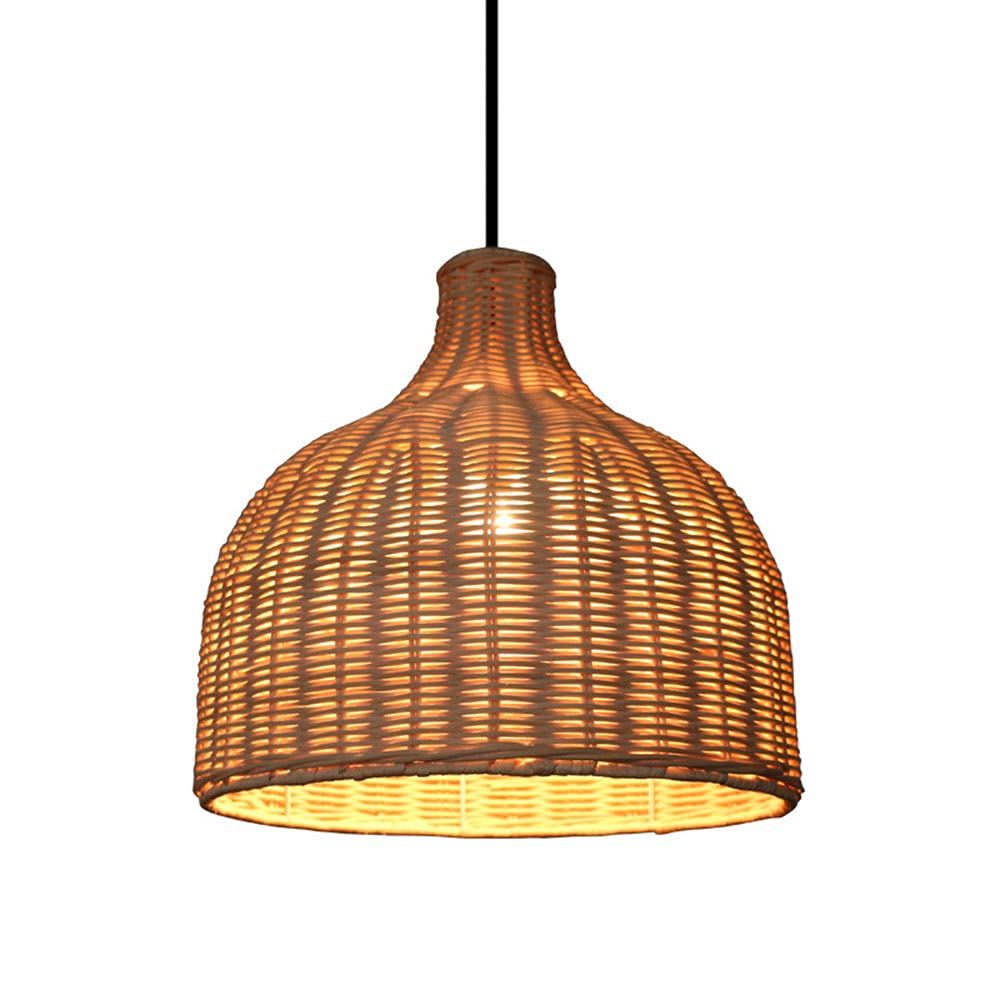 CSSYKV Southeast Asian Rattan Chandelier Retro Living Room Dining Room Pendant Light Restaurant Hotel Project Hanging Lamp E27 Lamp Holder Single Head Creative Rattan Lamp