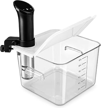 EVERIE Hinged Sous Vide Lid Compatible with ANOVA Nano, Pro, 2.0 & 3.0, Fits Rubbermaid 12, 18 & 22 QT Containers, Flip-Open Access for Long Cooks, PP, BPA Free, Lid Only