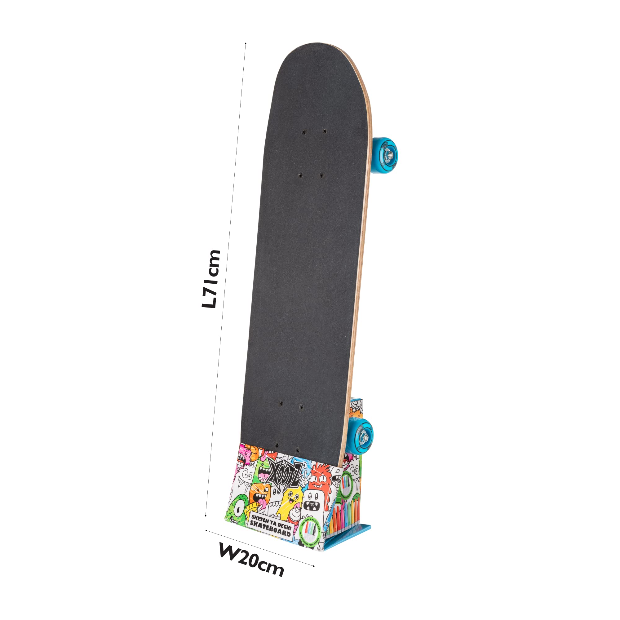 Xootz Kids Sketch Ya Deck Skateboard à colorier pour débutants, Planche à Double Coup de Pied, Planche en érable de 71,1 cm, à partir de 3 Ans, Blanc, Taille Unique