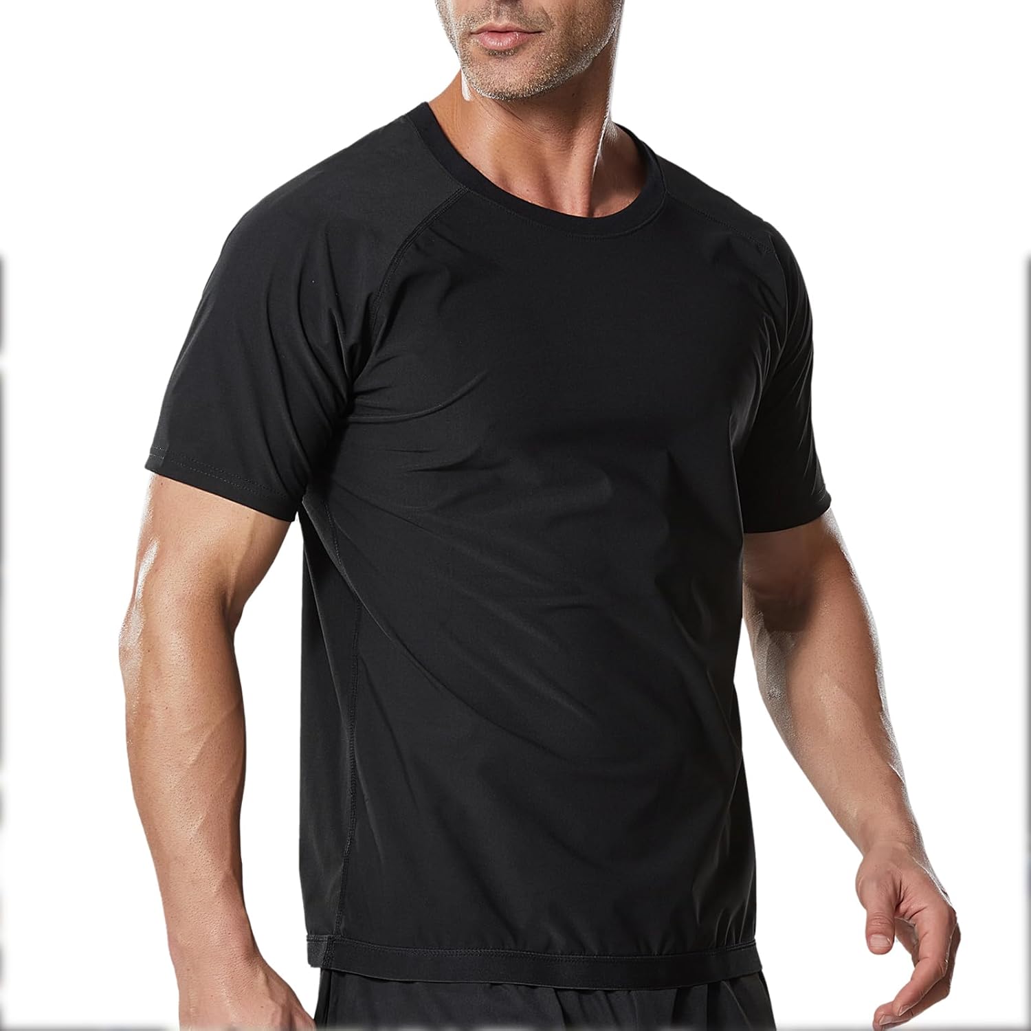 Sauna Shirt for Men Short Sleeve Sweat Suit Heat Trapping T-shirt Weight Loss Hot Suits Sports Gym Workout Shapewear - Image 2