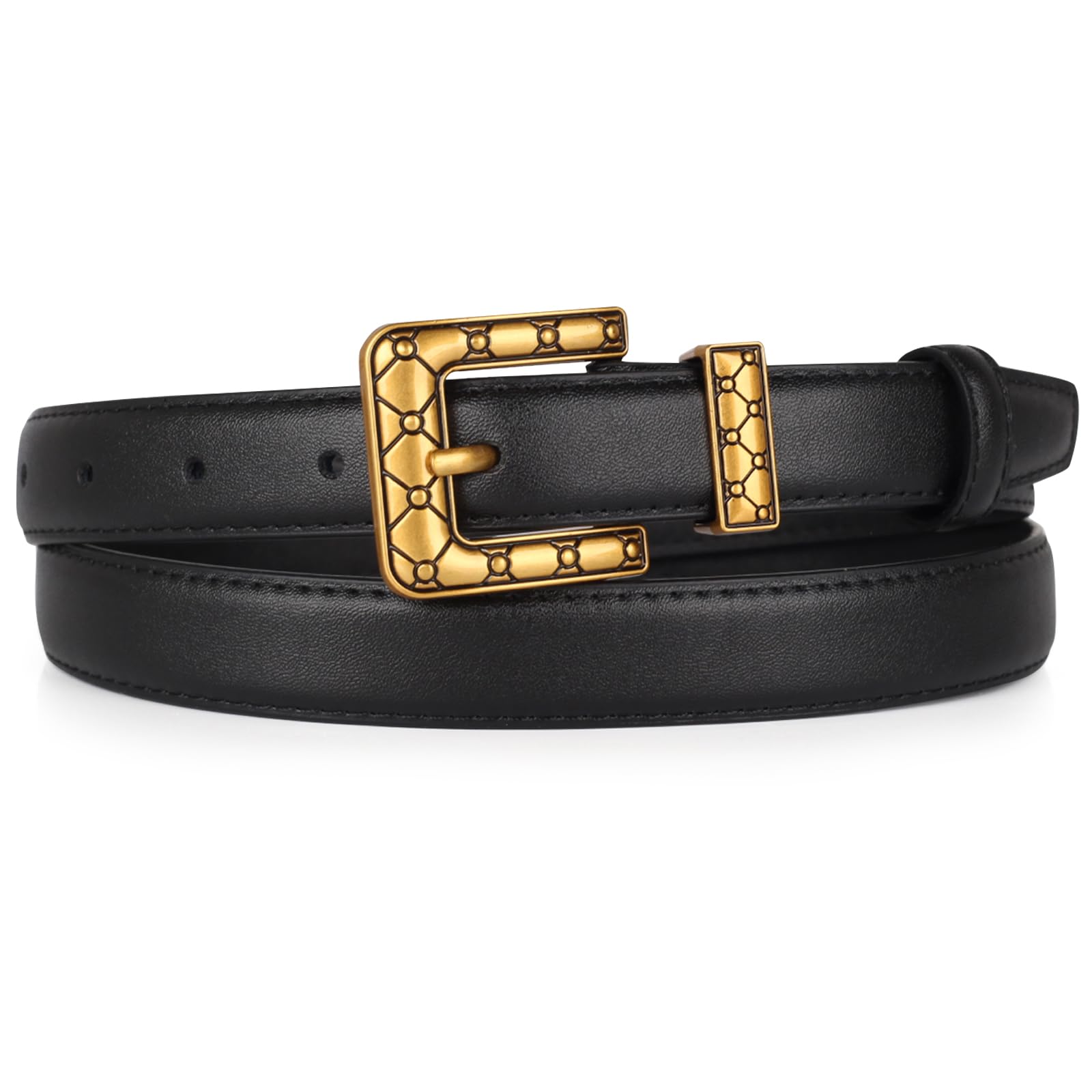 Women's Leather Belt with Buckle - Ideal for Dresses, Jeans, and Coats