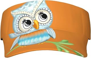 WiNwon Cute Owl Sunscreen Visor Cap Sports Sun Visor Hats Adjustable Empty Top Baseball Cap for Women and Men Black
