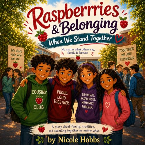 Diseño de la portada del título Raspberries & Belonging
